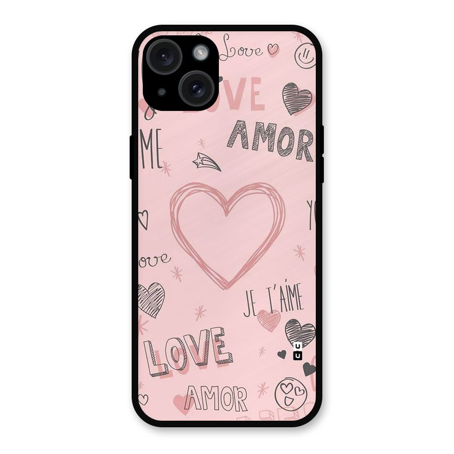 Love Amor Metal Back Case for iPhone 15 Plus