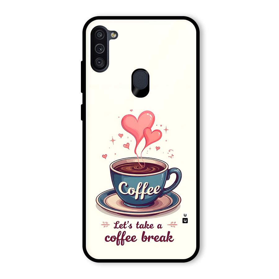 Love Coffee Break Glass Back Case for Galaxy M11