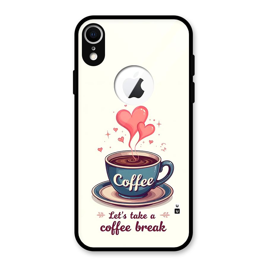Love Coffee Break Glass Back Case for iPhone XR Logo Cut