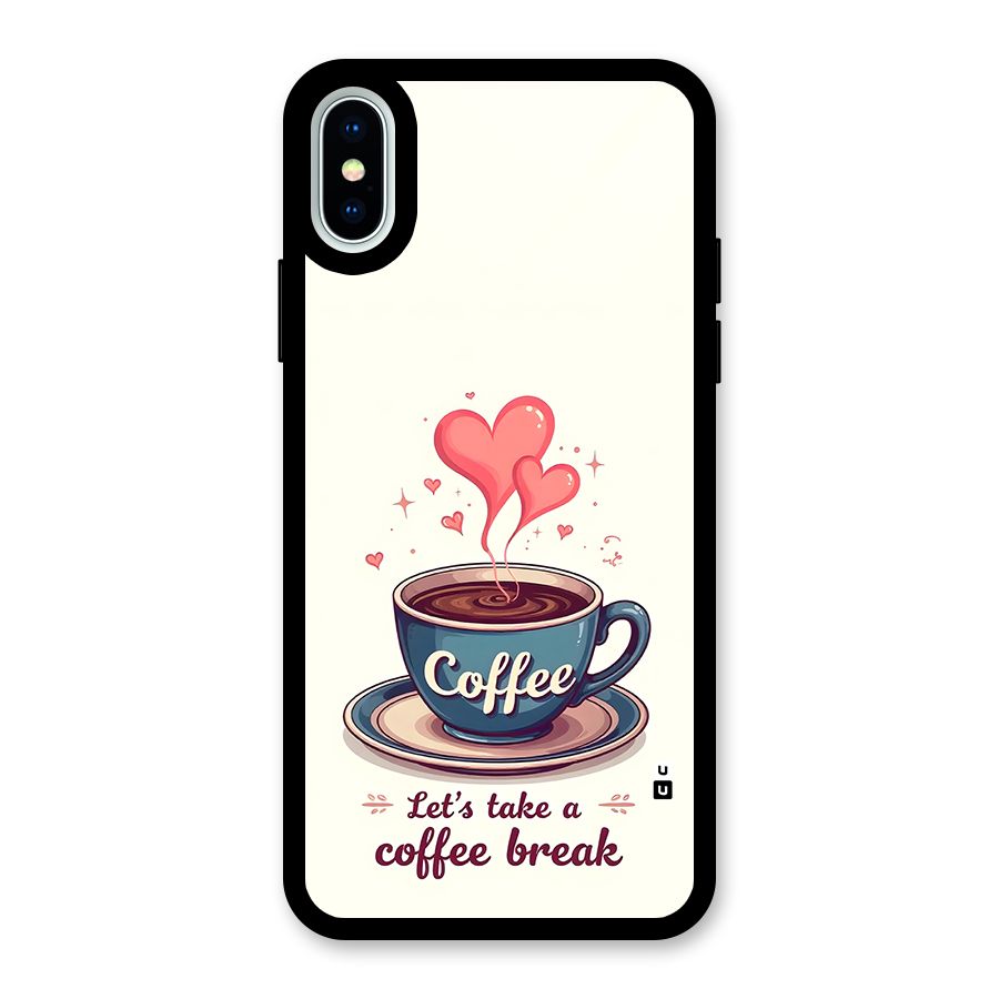 Love Coffee Break Glass Back Case for iPhone XS