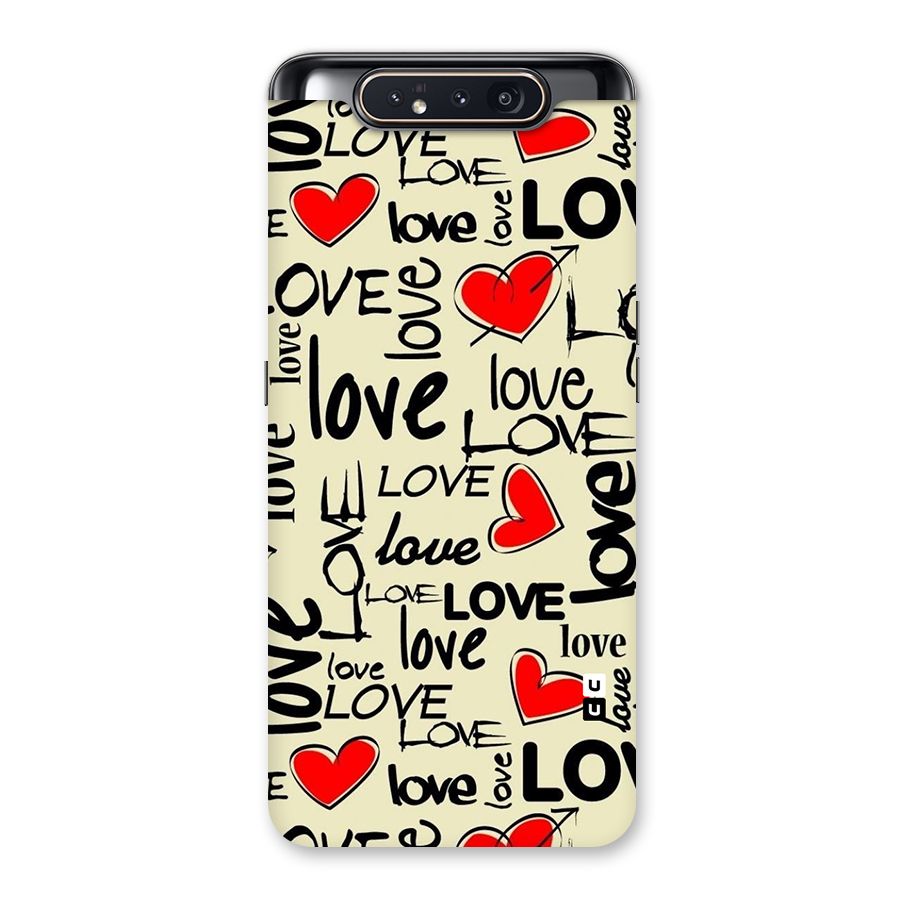 Love Hearts Pattern Back Case for Galaxy A80