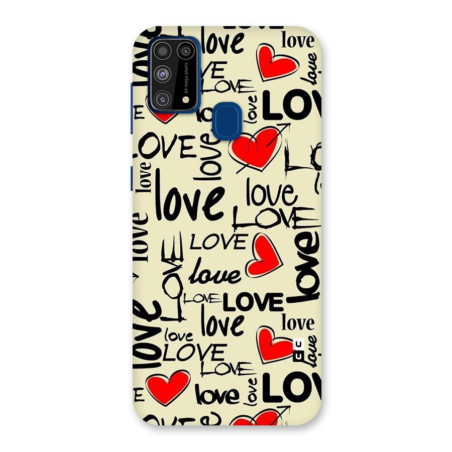 Love Hearts Pattern Glass Back Case for Galaxy F41