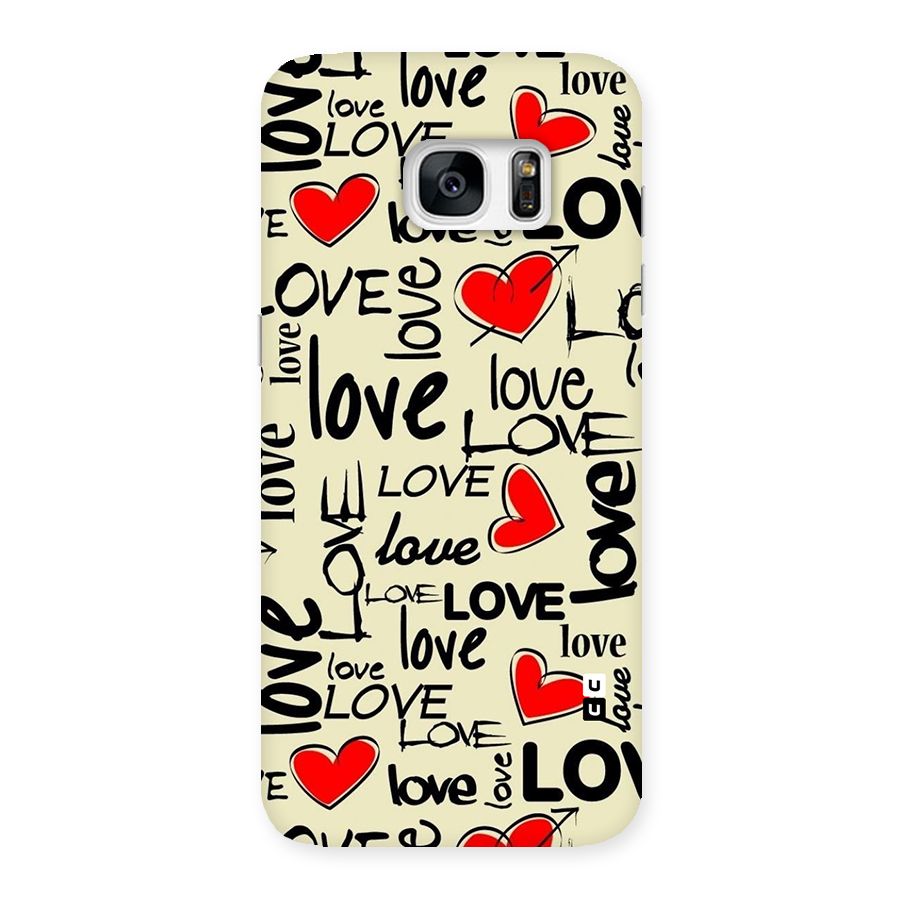 Love Hearts Pattern Back Case for Galaxy S7 Edge