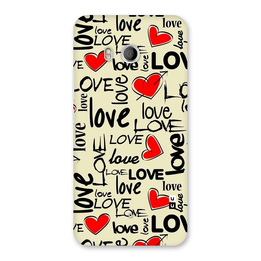 Love Hearts Pattern Back Case for HTC U11