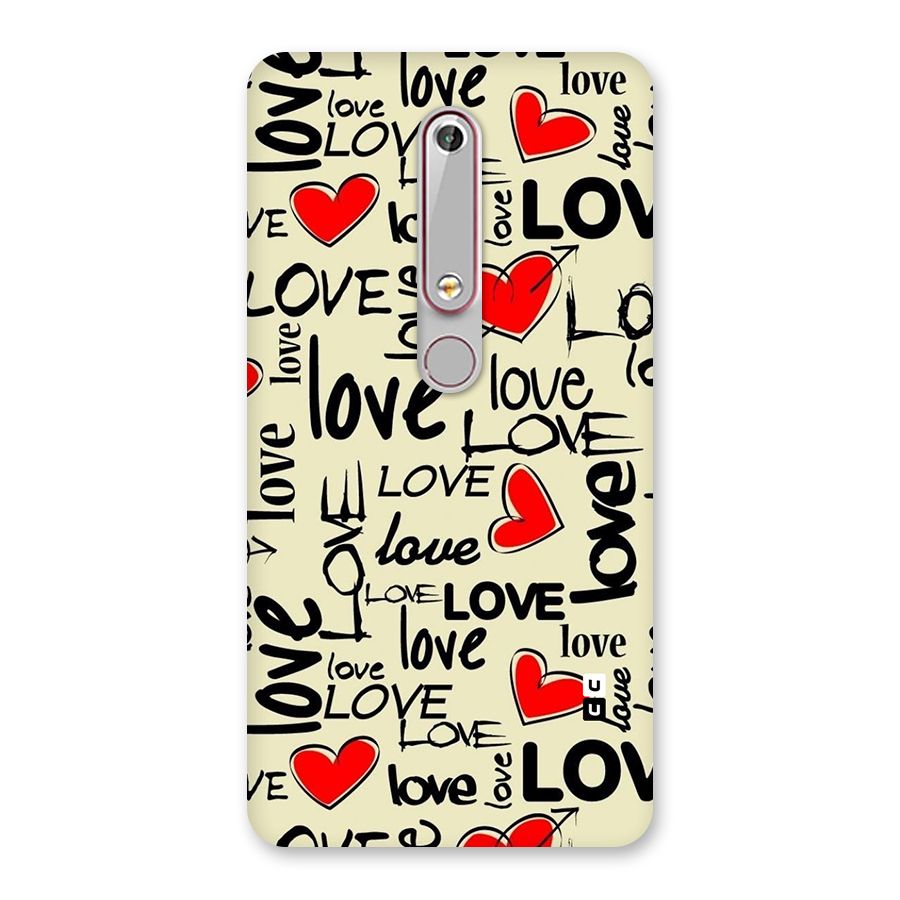 Love Hearts Pattern Back Case for Nokia 6.1