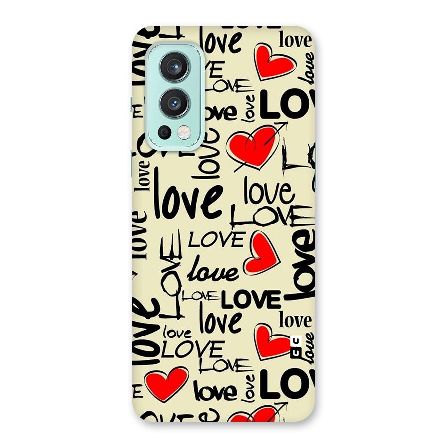 Love Hearts Pattern Glass Back Case for OnePlus Nord 2 5G