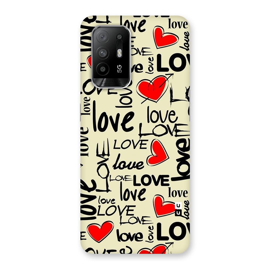 Love Hearts Pattern Glass Back Case for Oppo F19 Pro Plus 5G