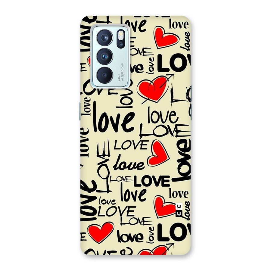 Love Hearts Pattern Glass Back Case for Oppo Reno6 Pro 5G