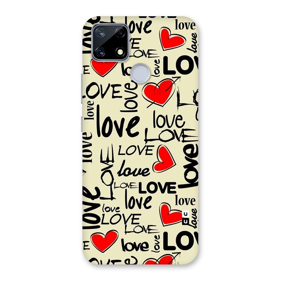 Love Hearts Pattern Glass Back Case for Realme Narzo 20