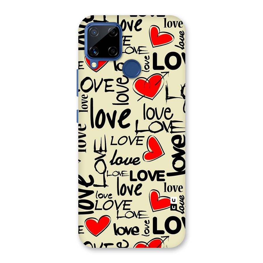 Love Hearts Pattern Glass Back Case for Realme Narzo 30A