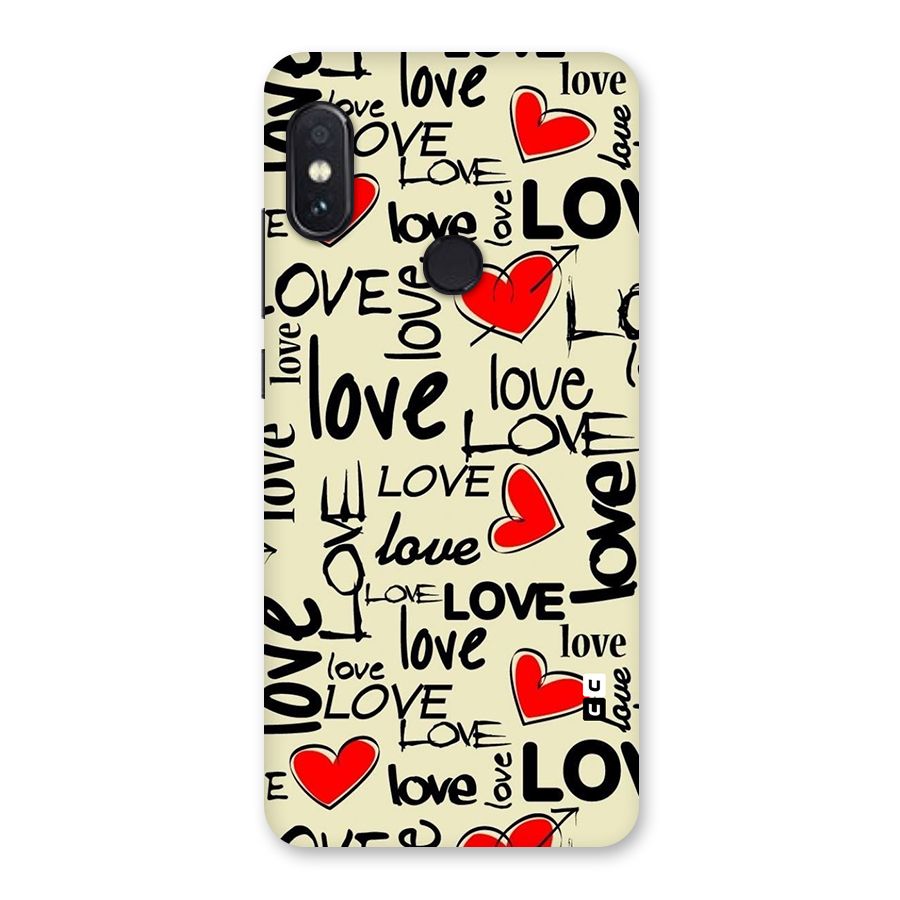 Love Hearts Pattern Glass Back Case for Redmi Note 5 Pro