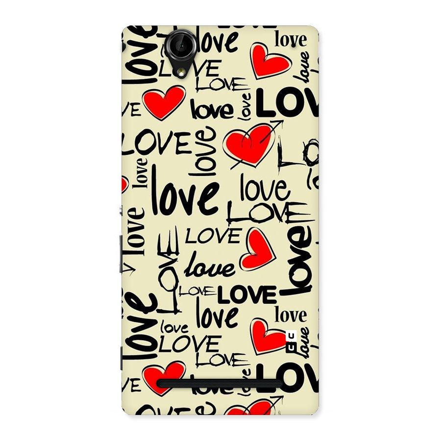 Love Hearts Pattern Back Case for Sony Xperia T2
