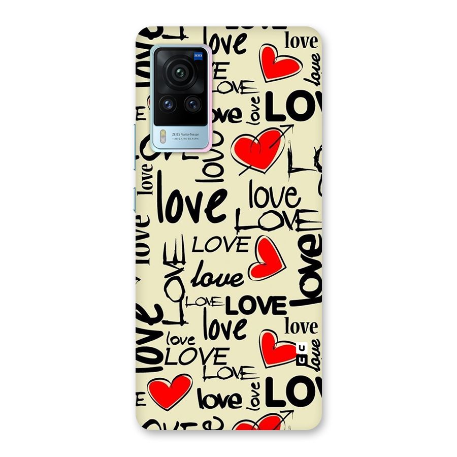 Love Hearts Pattern Glass Back Case for Vivo X60 Pro