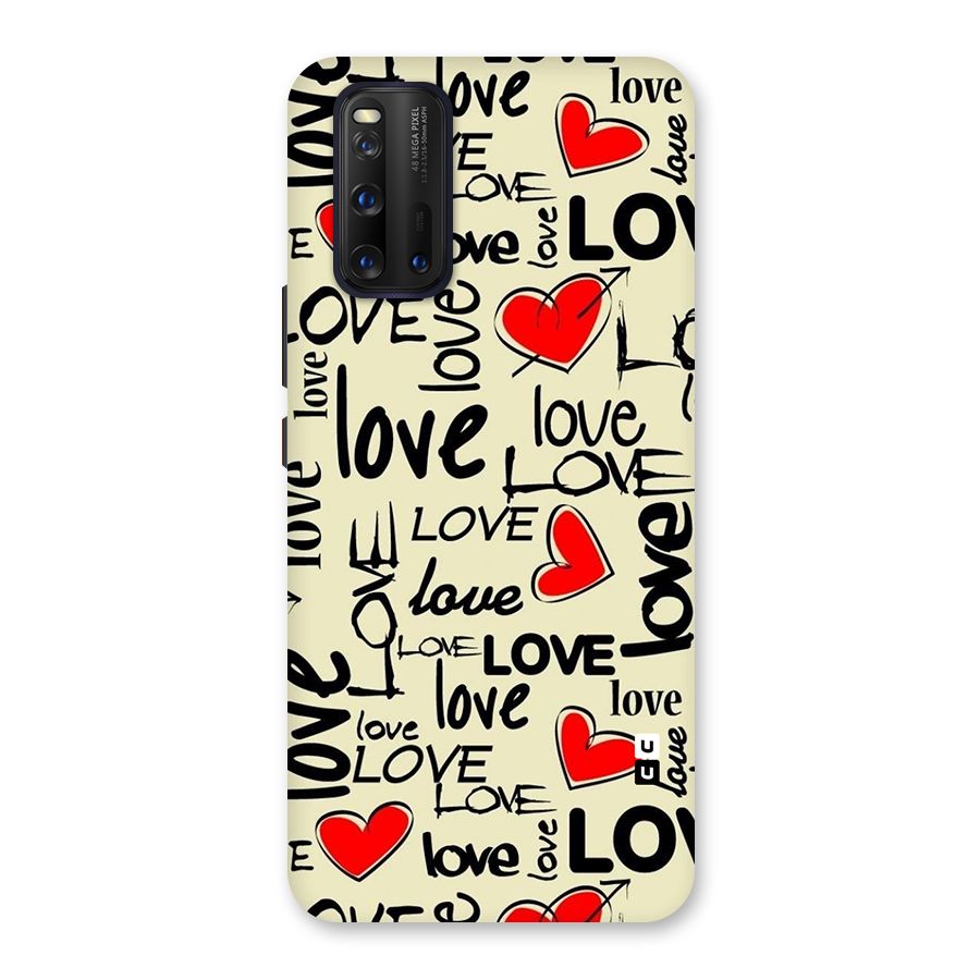 Love Hearts Pattern Glass Back Case for Vivo iQOO 3
