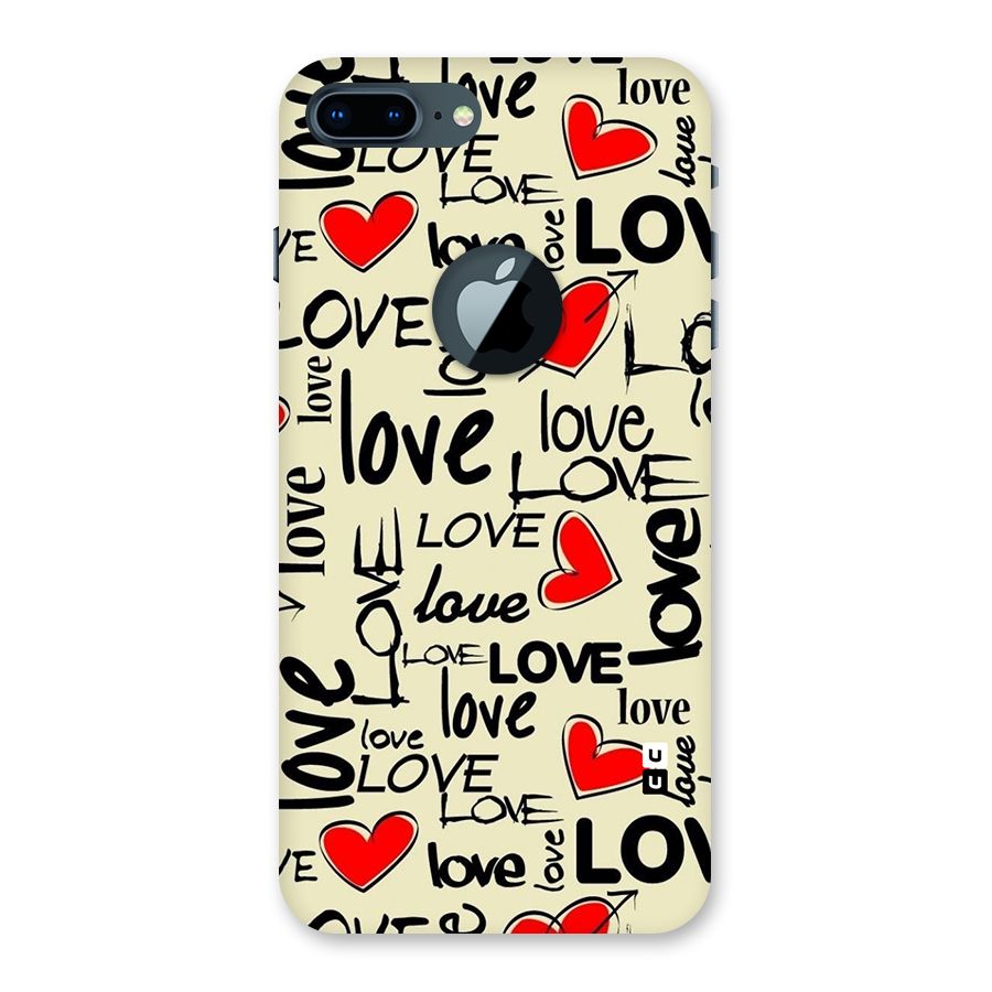 Love Hearts Pattern Back Case for iPhone 7 Plus Logo Cut