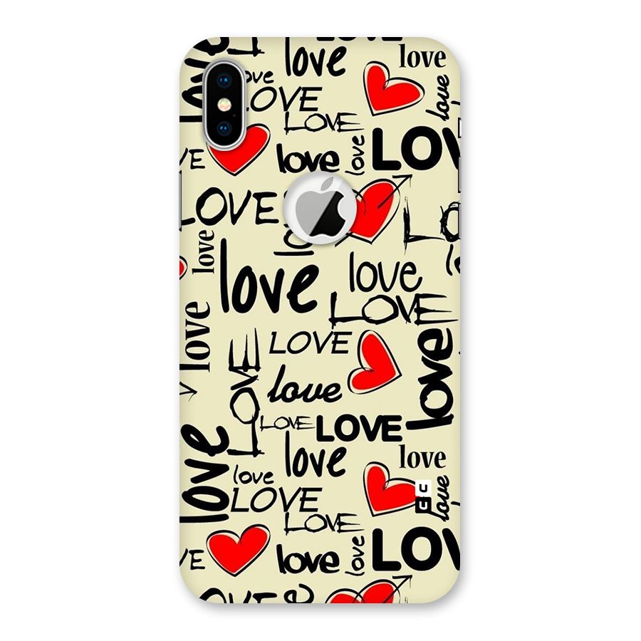 Love Hearts Pattern Back Case for iPhone X Logo Cut