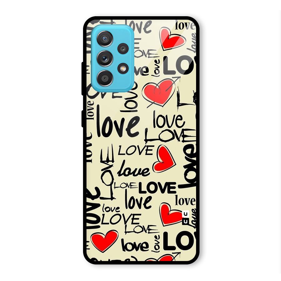 Love Hearts Pattern Glass Back Case for Galaxy A52