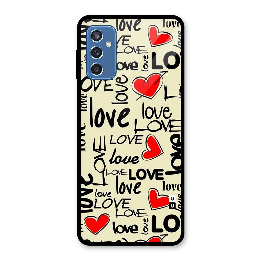 Love Hearts Pattern Glass Back Case for Galaxy M52 5G