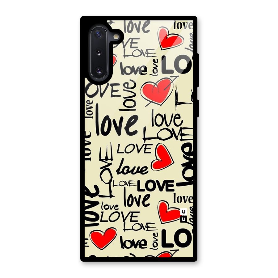 Love Hearts Pattern Glass Back Case for Galaxy Note 10