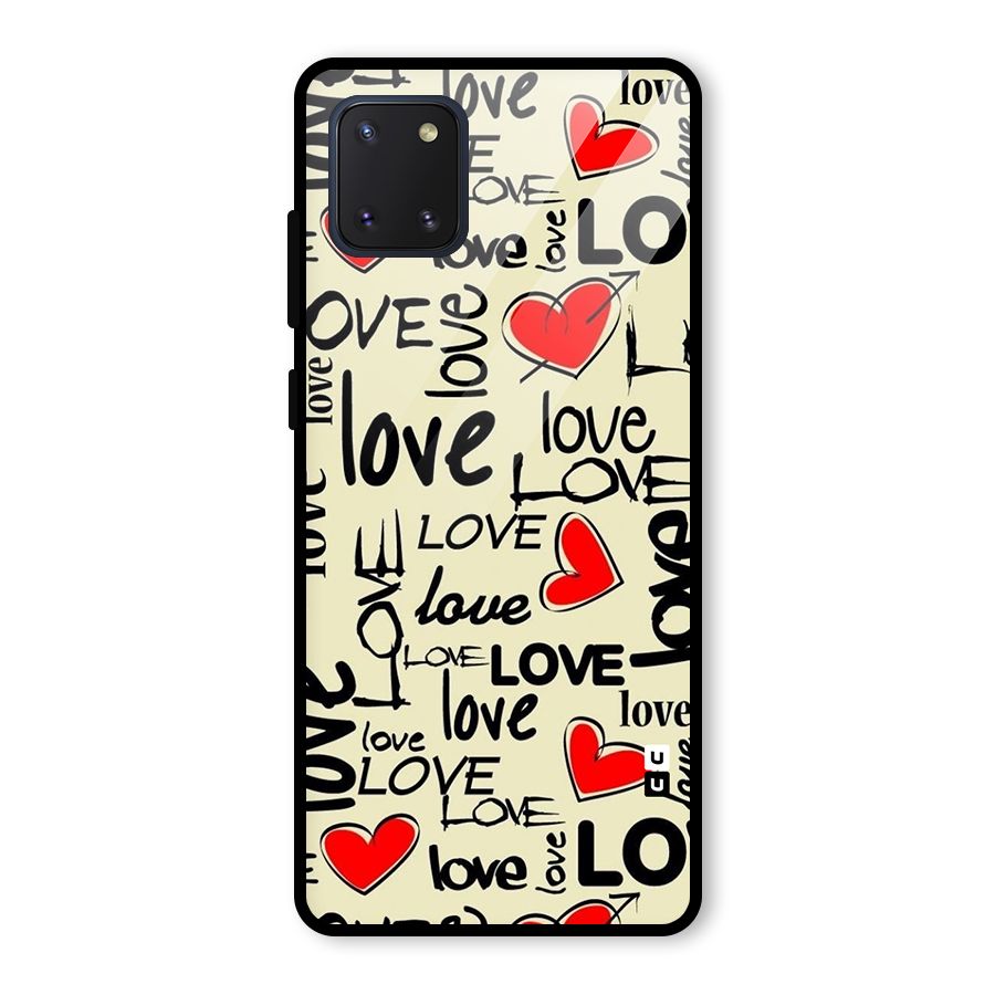 Love Hearts Pattern Glass Back Case for Galaxy Note 10 Lite