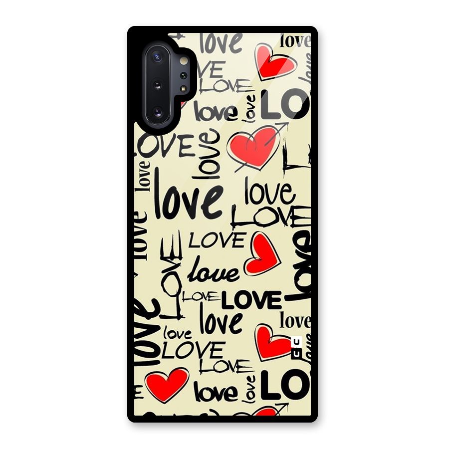 Love Hearts Pattern Glass Back Case for Galaxy Note 10 Plus