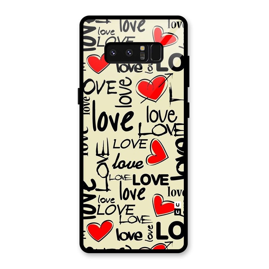 Love Hearts Pattern Glass Back Case for Galaxy Note 8