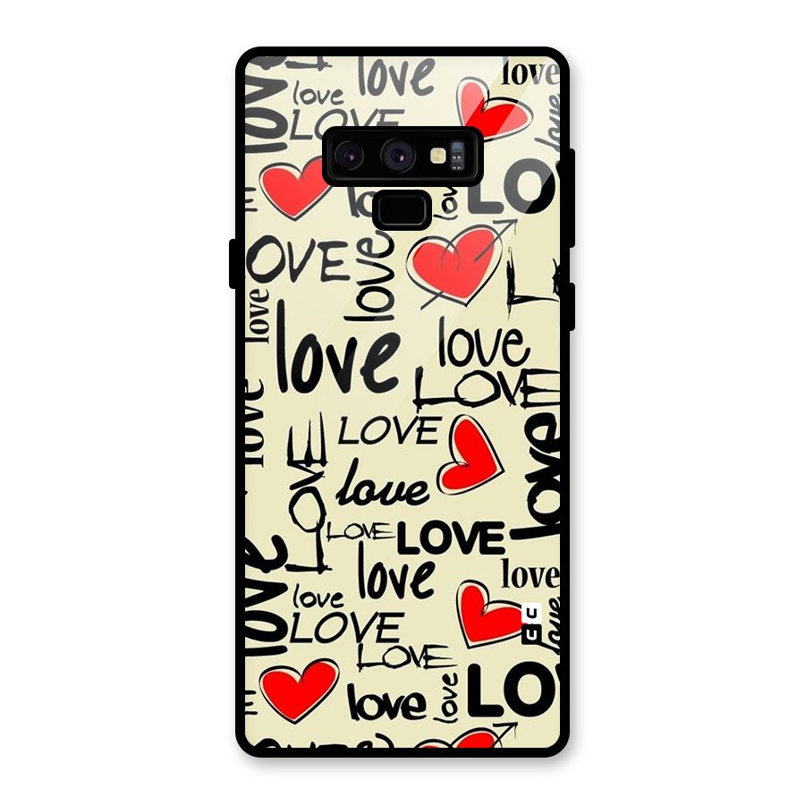 Love Hearts Pattern Glass Back Case for Galaxy Note 9