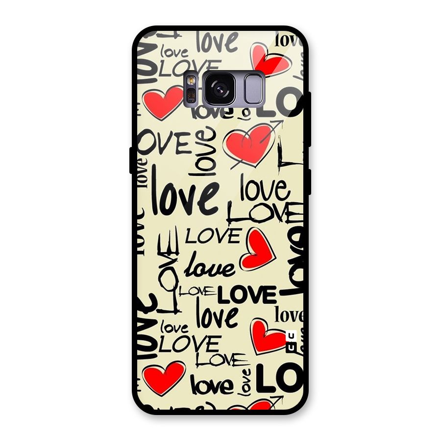 Love Hearts Pattern Glass Back Case for Galaxy S8