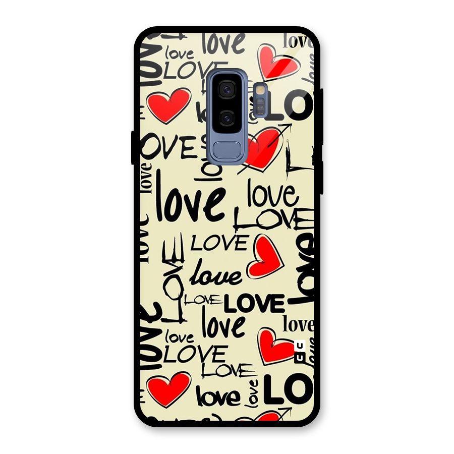 Love Hearts Pattern Glass Back Case for Galaxy S9 Plus