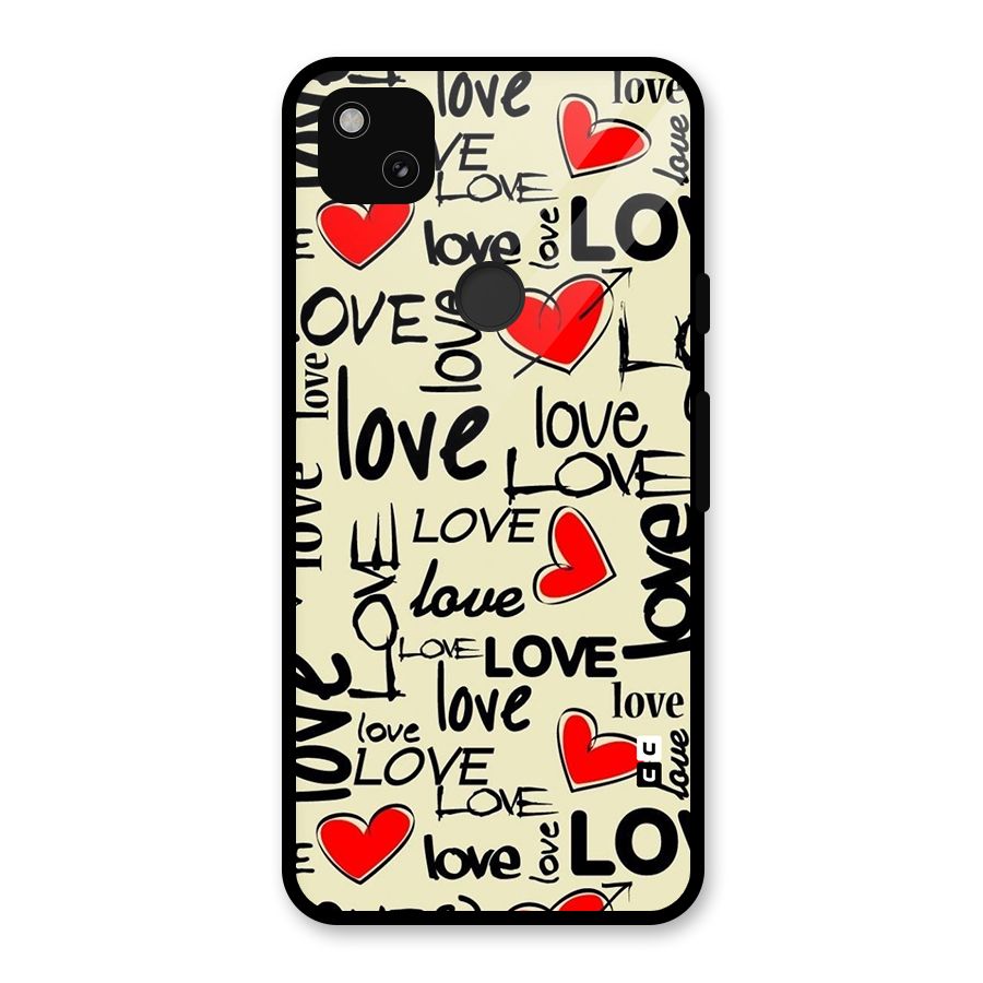 Love Hearts Pattern Glass Back Case for Google Pixel 4a