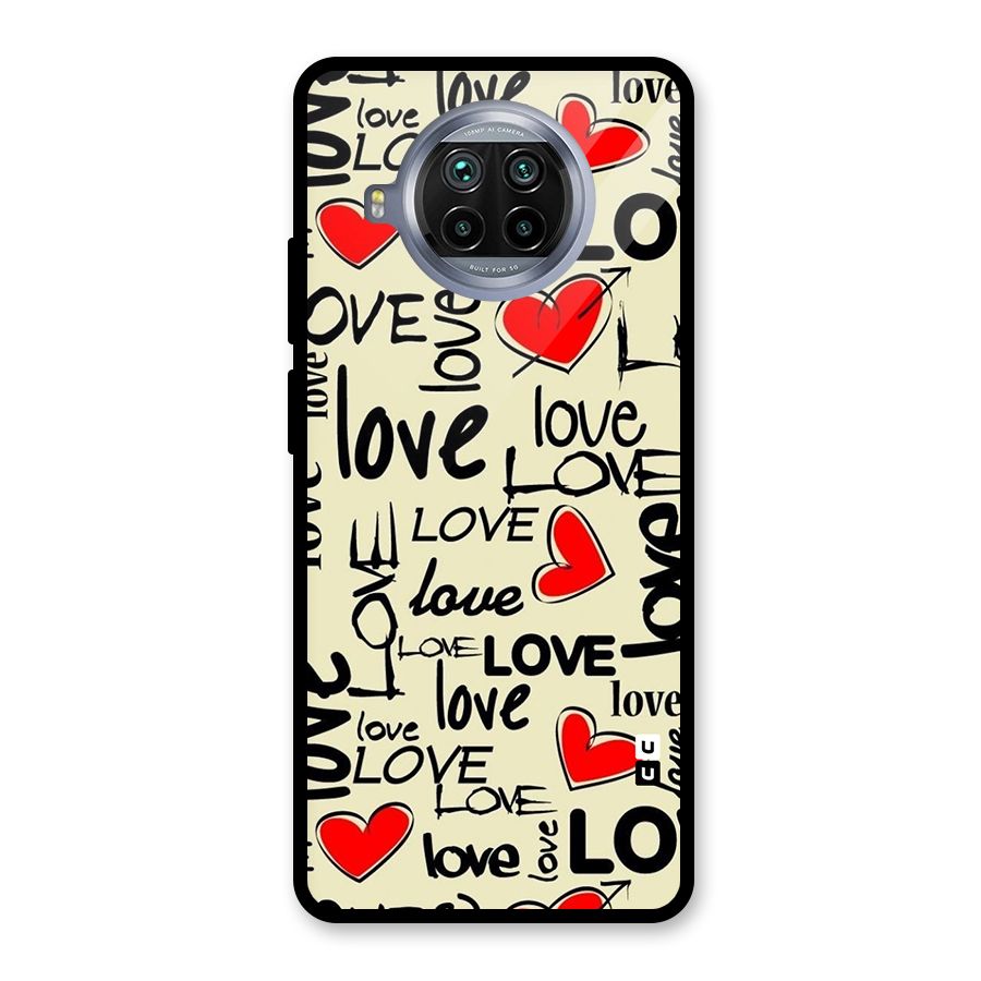 Love Hearts Pattern Glass Back Case for Mi 10i
