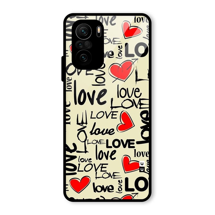 Love Hearts Pattern Glass Back Case for Mi 11X Pro