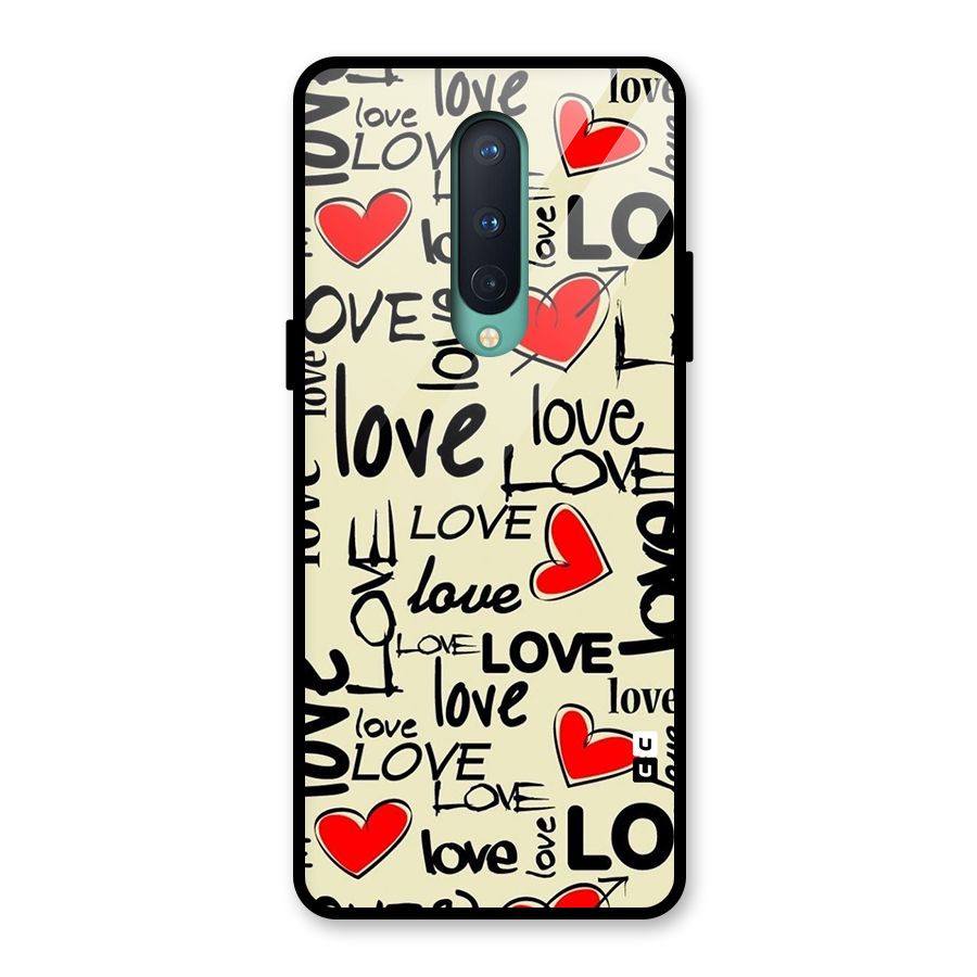 Love Hearts Pattern Glass Back Case for OnePlus 8