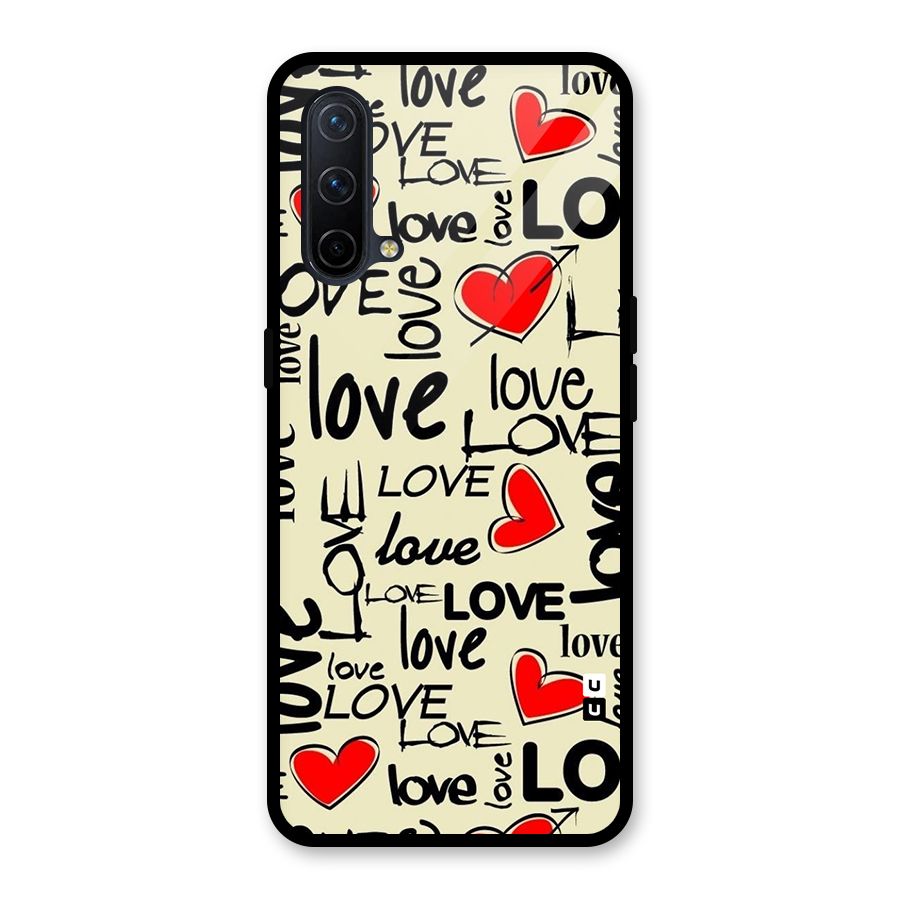 Love Hearts Pattern Glass Back Case for OnePlus Nord CE 5G