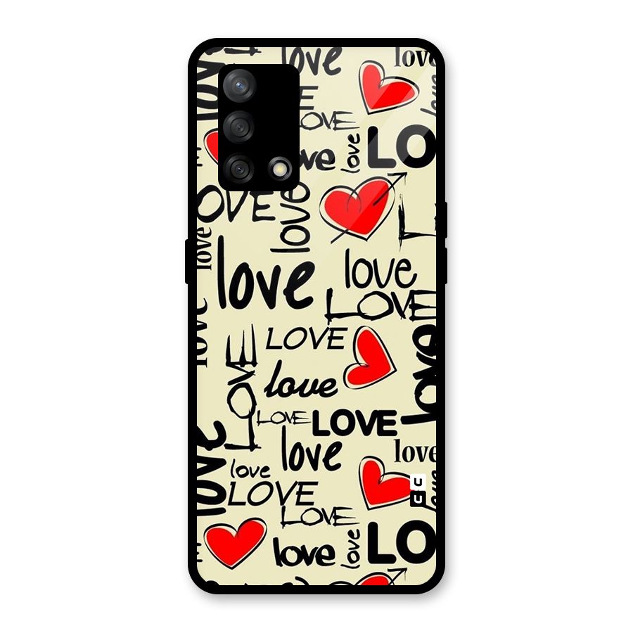 Love Hearts Pattern Glass Back Case for Oppo F19