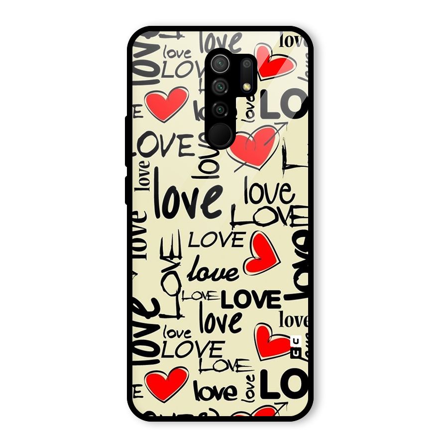 Love Hearts Pattern Glass Back Case for Poco M2