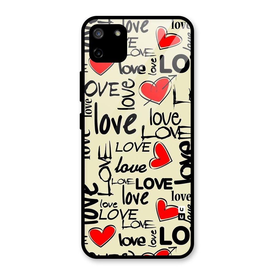 Love Hearts Pattern Glass Back Case for Realme C11
