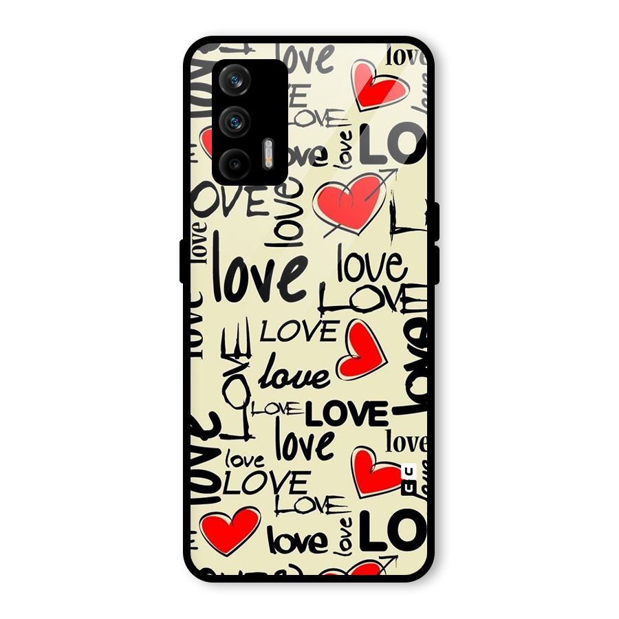 Love Hearts Pattern Glass Back Case for Realme GT 5G