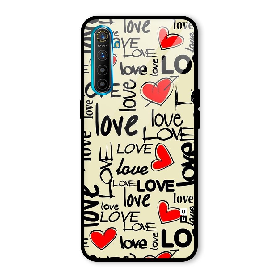 Love Hearts Pattern Glass Back Case for Realme X2