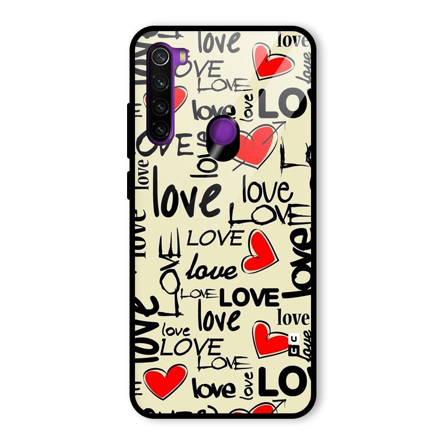 Love Hearts Pattern Glass Back Case for Redmi Note 8