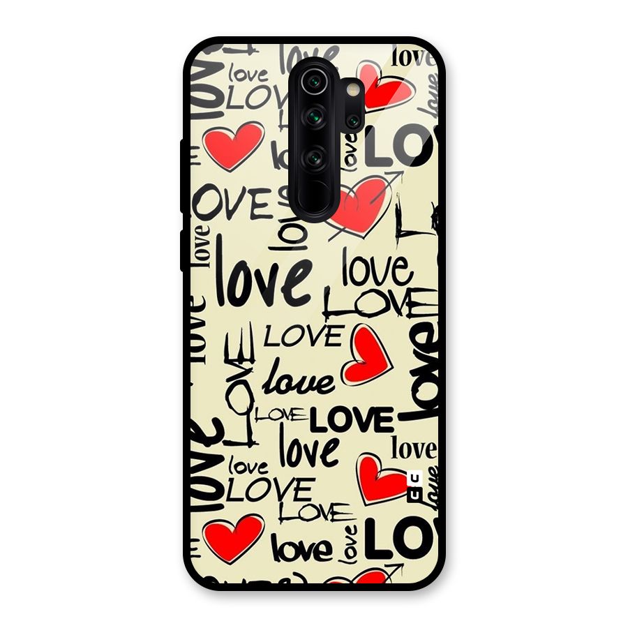 Love Hearts Pattern Glass Back Case for Redmi Note 8 Pro