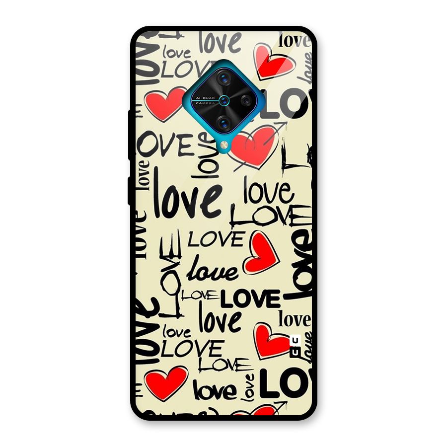 Love Hearts Pattern Glass Back Case for Vivo S1 Pro