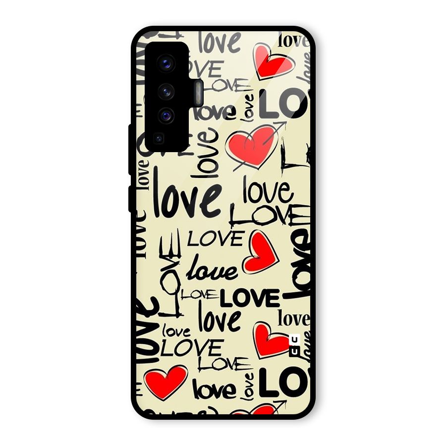 Love Hearts Pattern Glass Back Case for Vivo X50