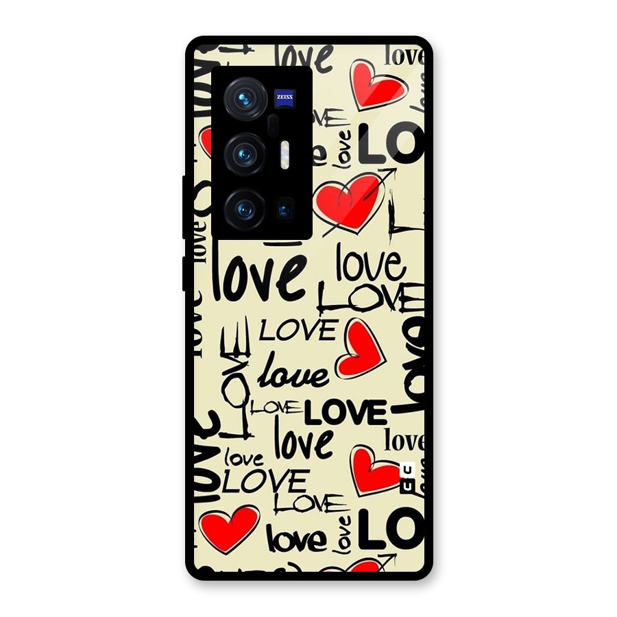 Love Hearts Pattern Glass Back Case for Vivo X70 Pro Plus