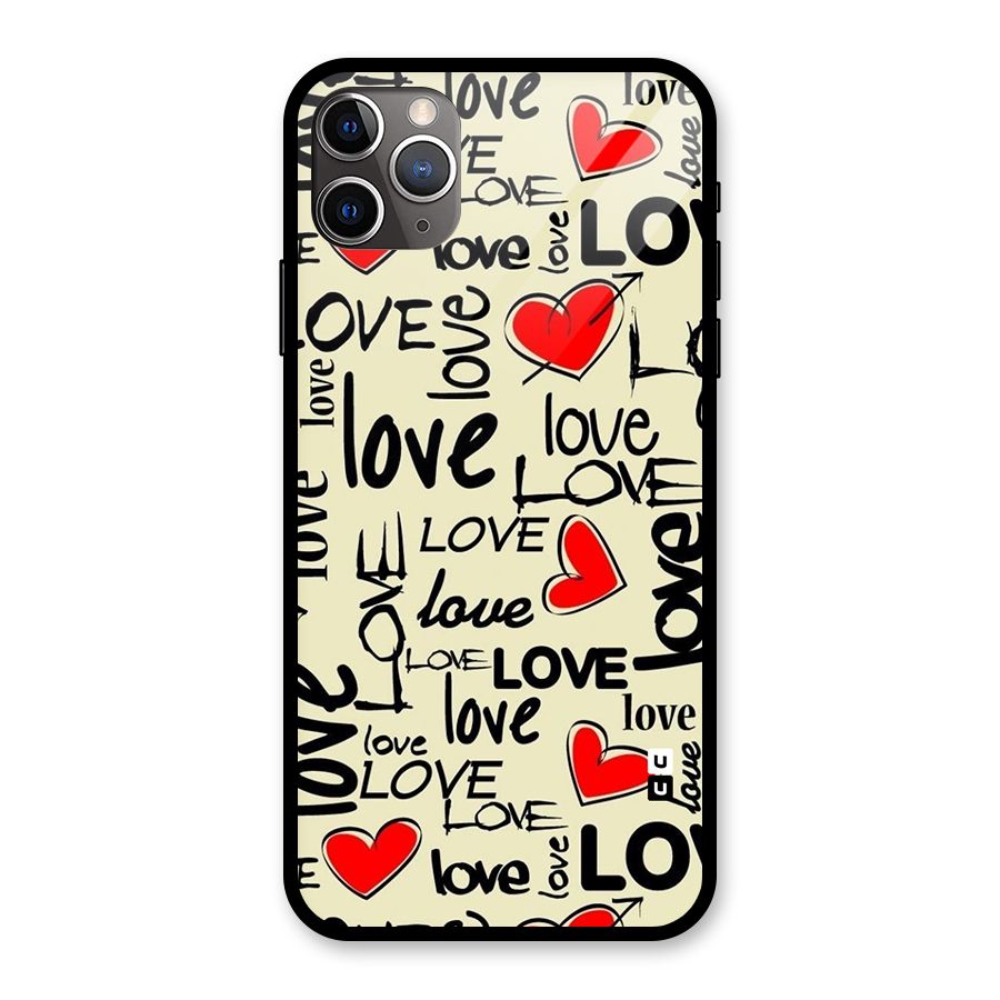 Love Hearts Pattern Glass Back Case for iPhone 11 Pro Max