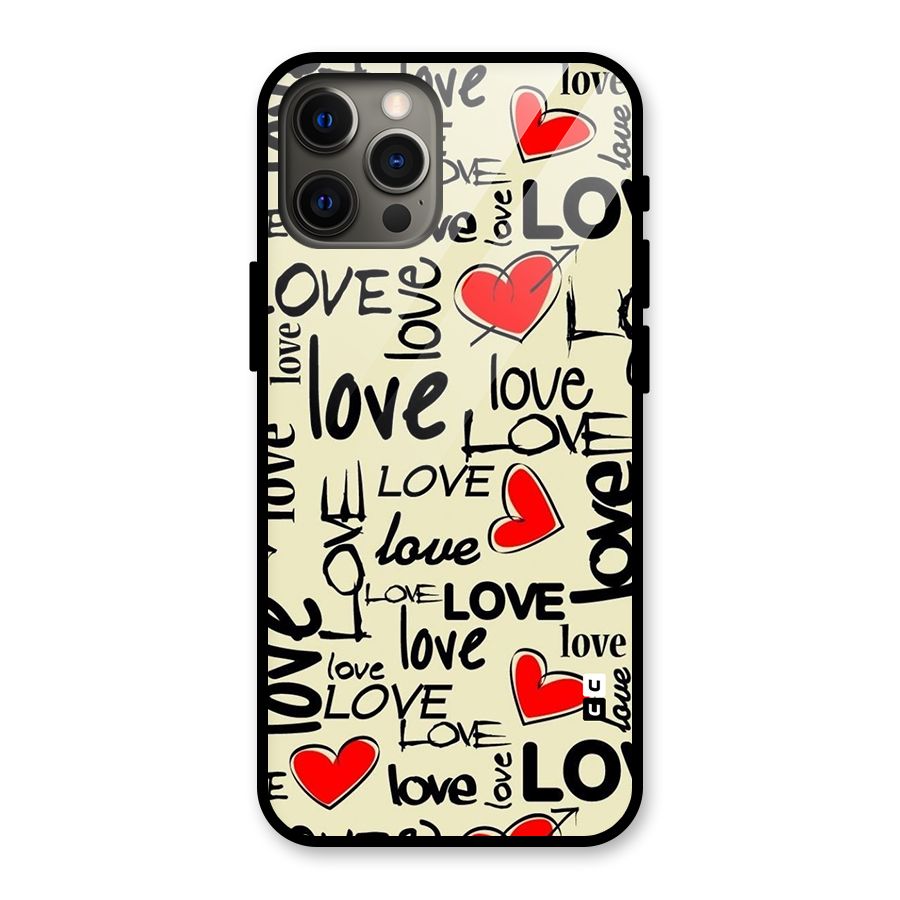 Love Hearts Pattern Glass Back Case for iPhone 12 Pro Max