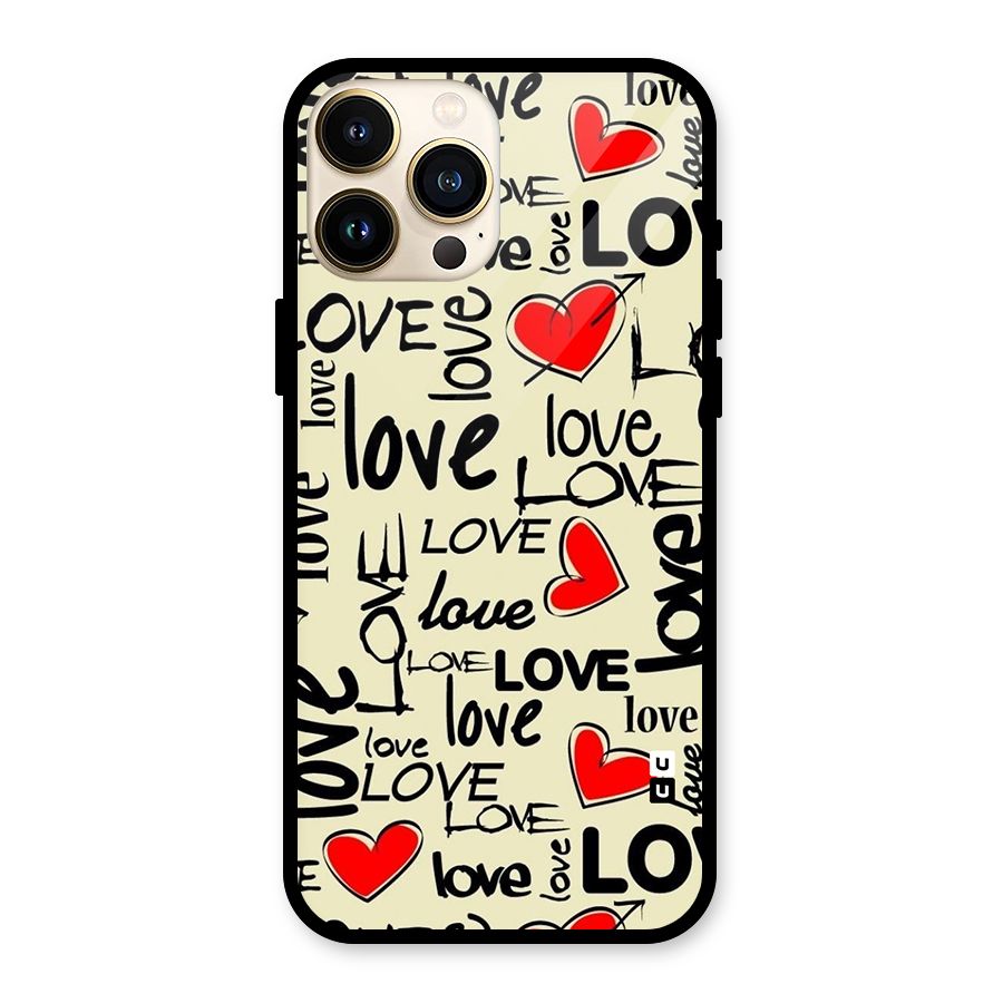 Love Hearts Pattern Glass Back Case for iPhone 13 Pro Max