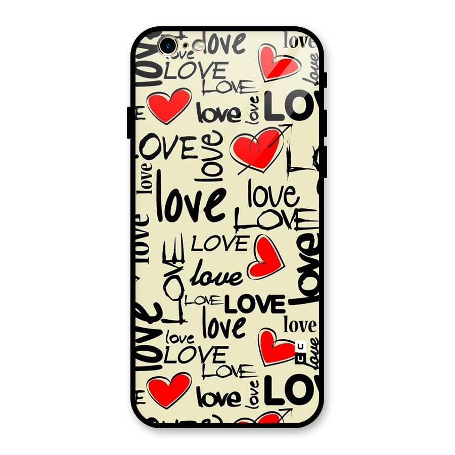 Love Hearts Pattern Glass Back Case for iPhone 6 6S