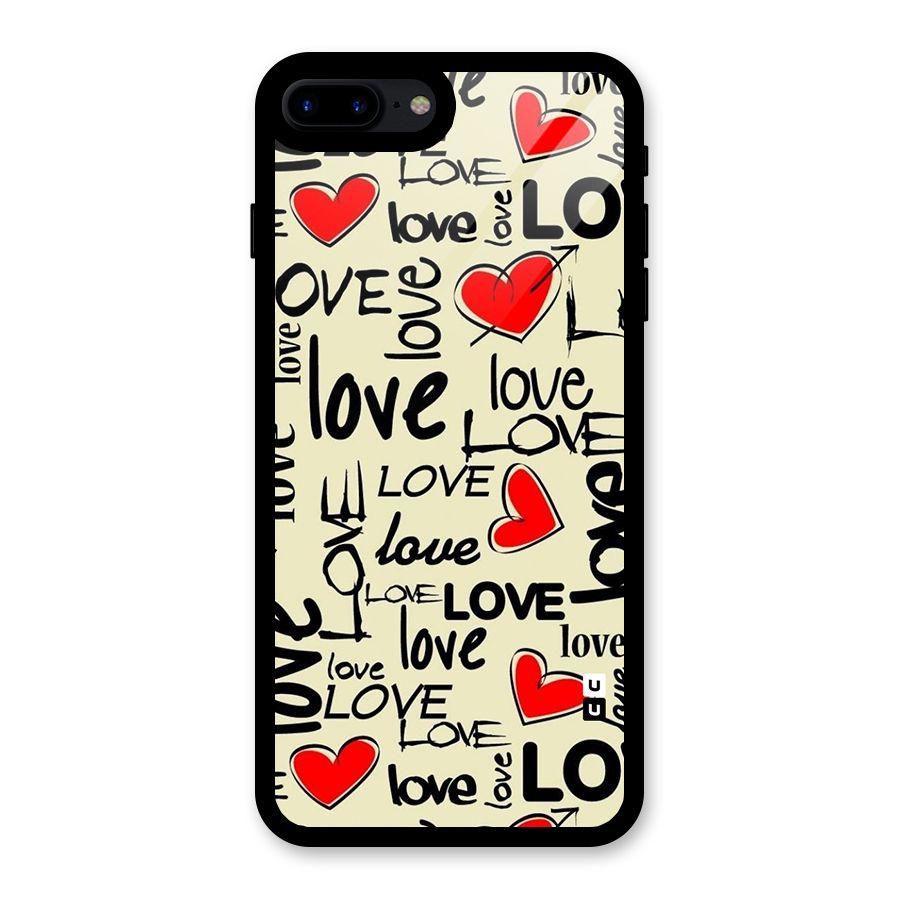 Love Hearts Pattern Glass Back Case for iPhone 7 Plus