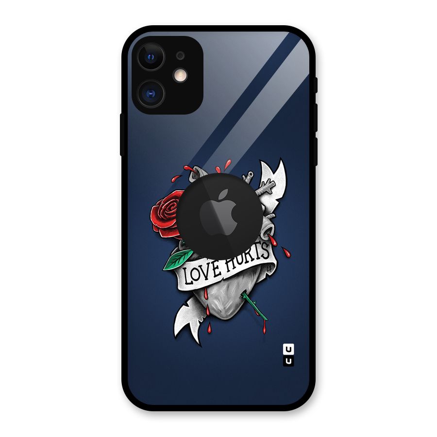 Love Hurts Glass Back Case for iPhone 11 Logo Cut